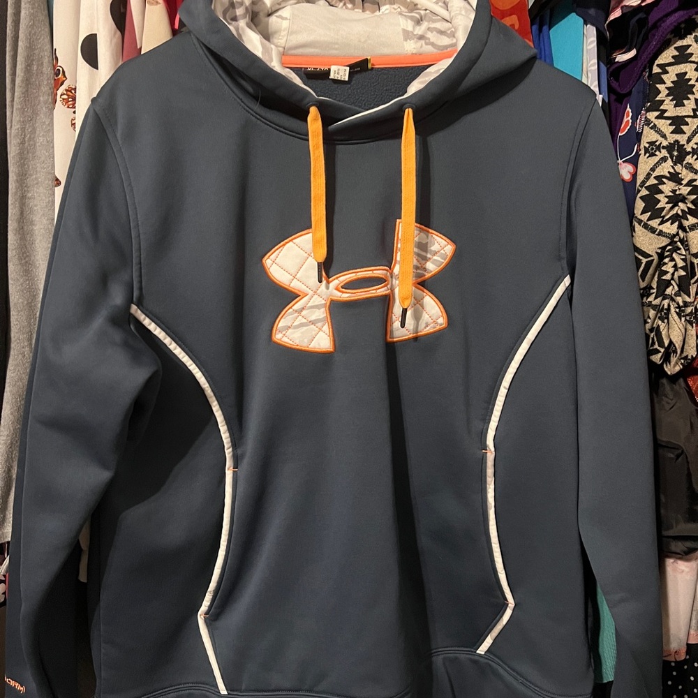 Under Armour Dark Gray Hoodie with Orange Highlights